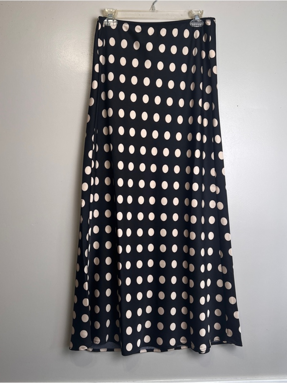 A New Day Polka Dot Maxi Skirt Size Medium Elastic Waist EUC